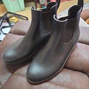 Asgard Rubber Chelsea Rain Boots Garden  Pull On 8.5 Black Comfort Waterproof